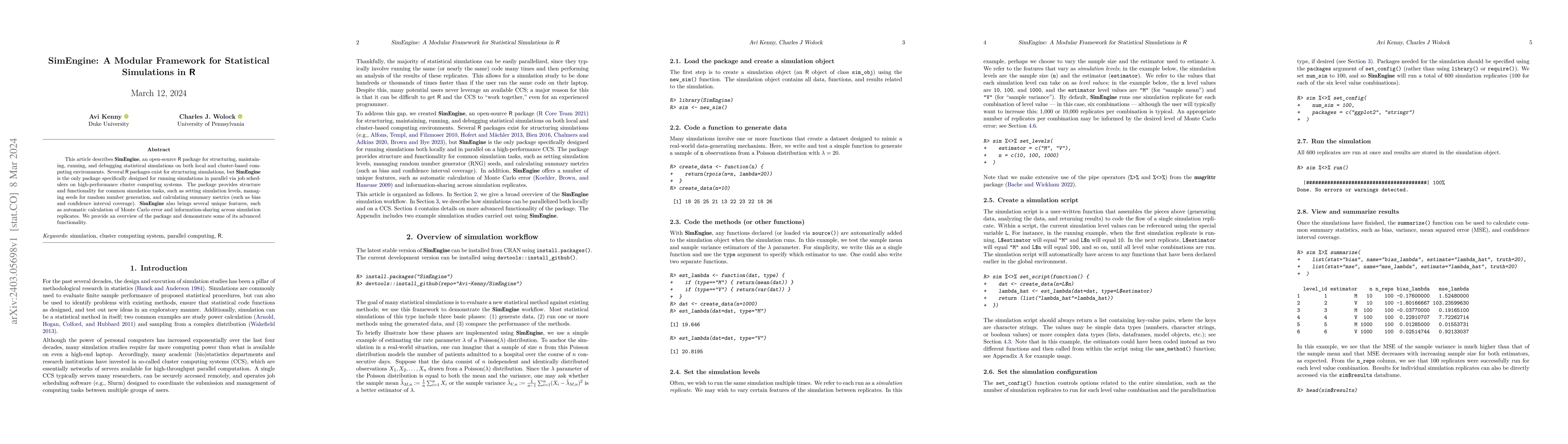 Thumbnail for SimEngine: A Modular Framework for Statistical Simulations in R