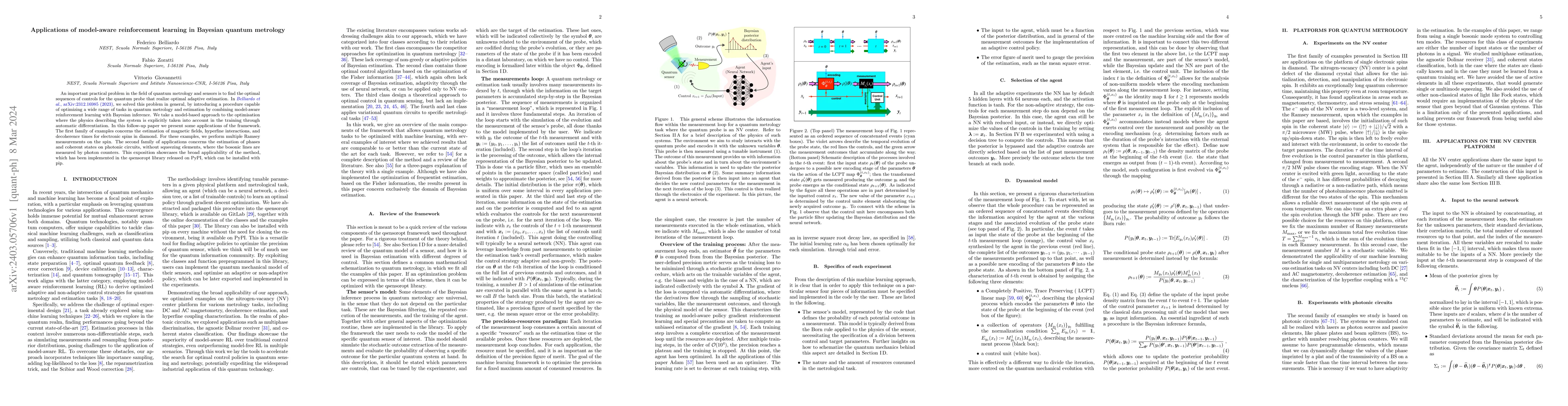 Thumbnail for Applications of model-aware reinforcement learning in Bayesian quantum
  metrology