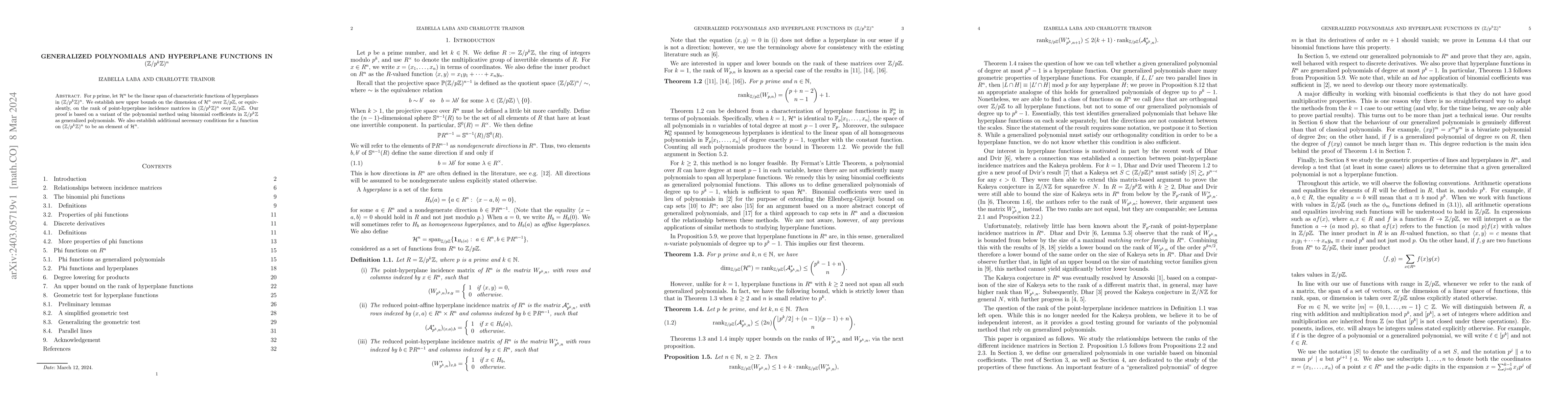 Thumbnail for Generalized polynomials and hyperplane functions in
  $(\mathbb{Z}/p^k\mathbb{Z})^n$