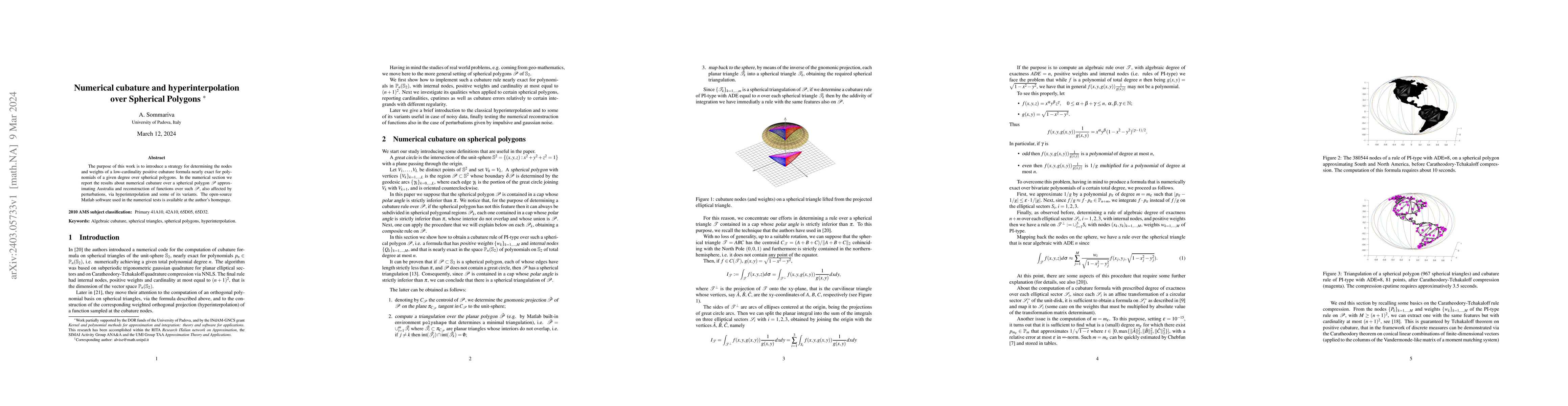 Thumbnail for Numerical cubature and hyperinterpolation over Spherical Polygons