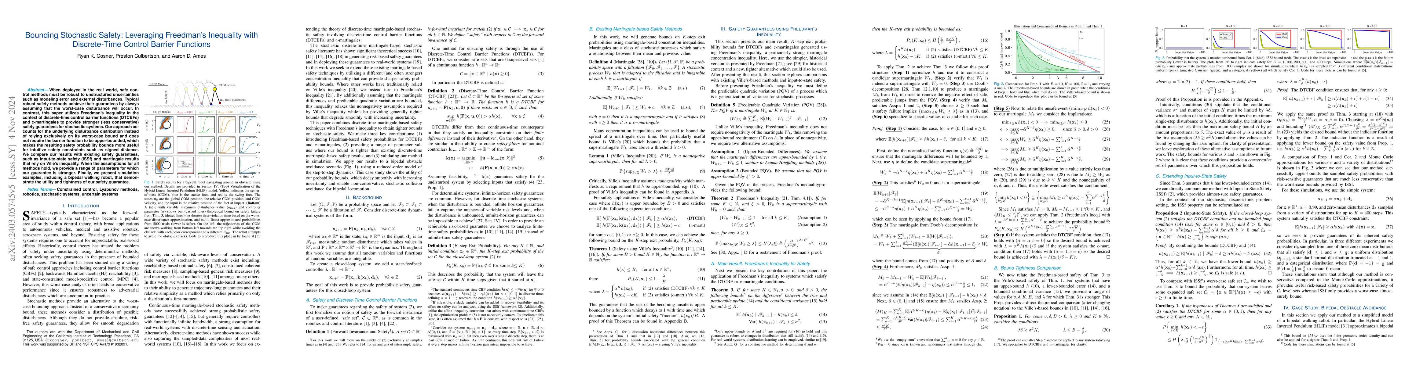 Thumbnail for Bounding Stochastic Safety: Leveraging Freedman's Inequality with
  Discrete-Time Control Barrier Functions