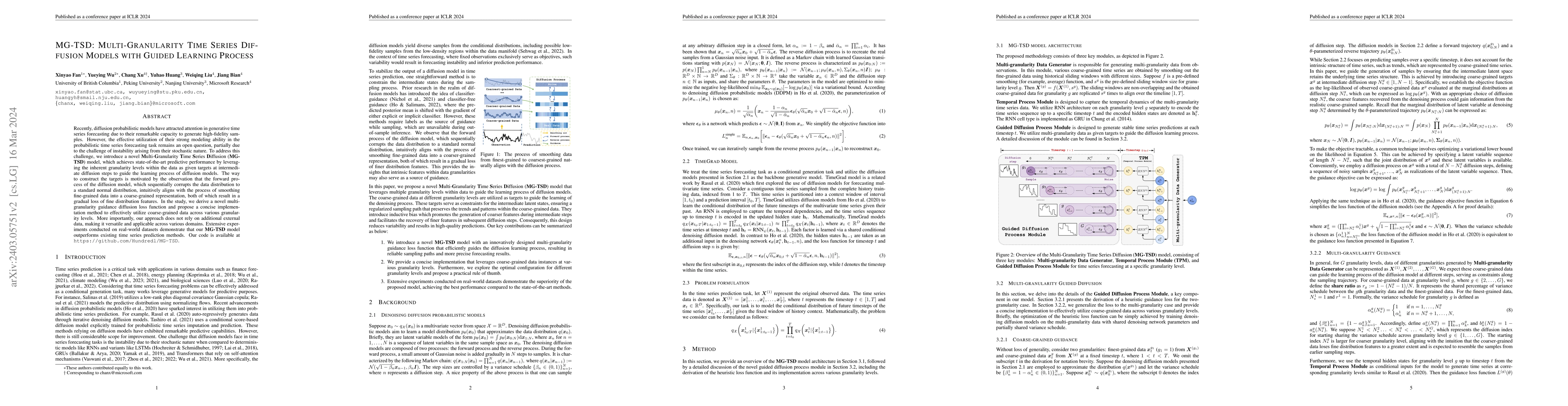 Thumbnail for MG-TSD: Multi-Granularity Time Series Diffusion Models with Guided
  Learning Process