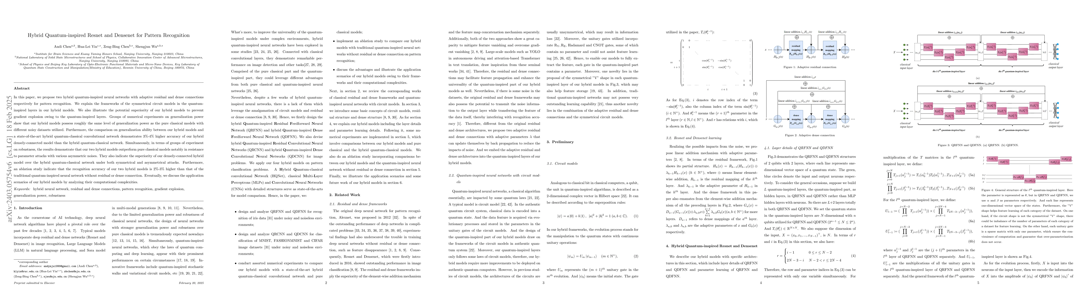 Thumbnail for Hybrid Quantum-inspired Resnet and Densenet for Pattern Recognition with
  Completeness Analysis