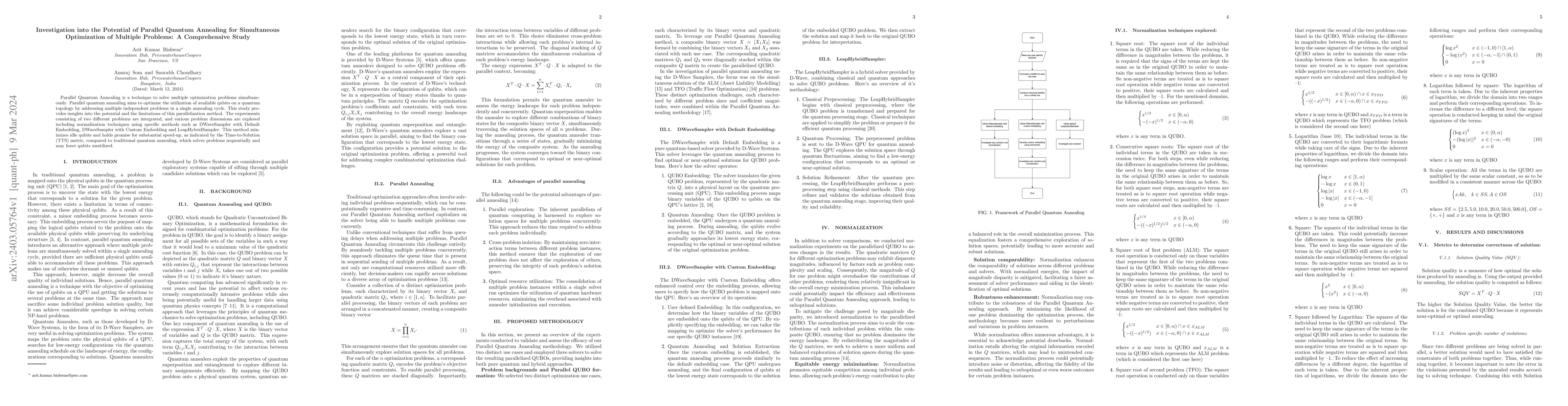 Thumbnail for Investigation into the Potential of Parallel Quantum Annealing for
  Simultaneous Optimization of Multiple Problems: A Comprehensive Study