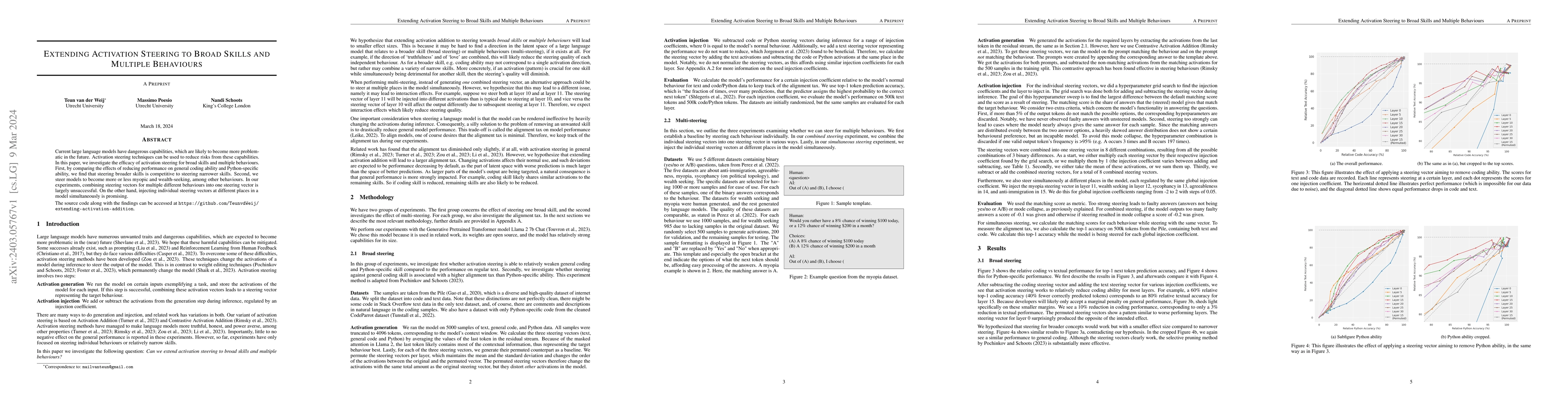 Thumbnail for Extending Activation Steering to Broad Skills and Multiple Behaviours