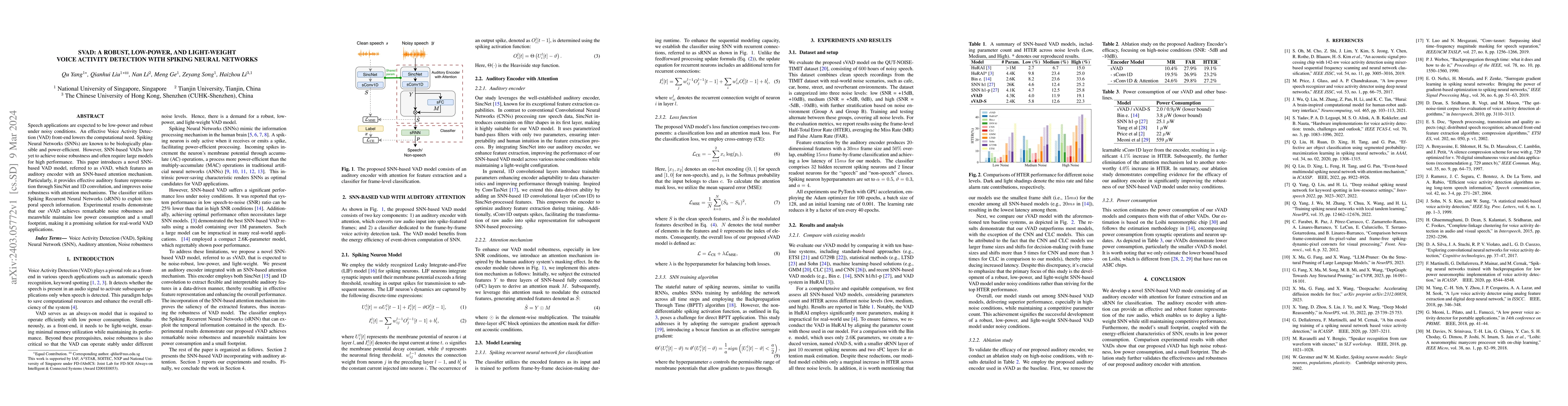 Thumbnail for sVAD: A Robust, Low-Power, and Light-Weight Voice Activity Detection
  with Spiking Neural Networks