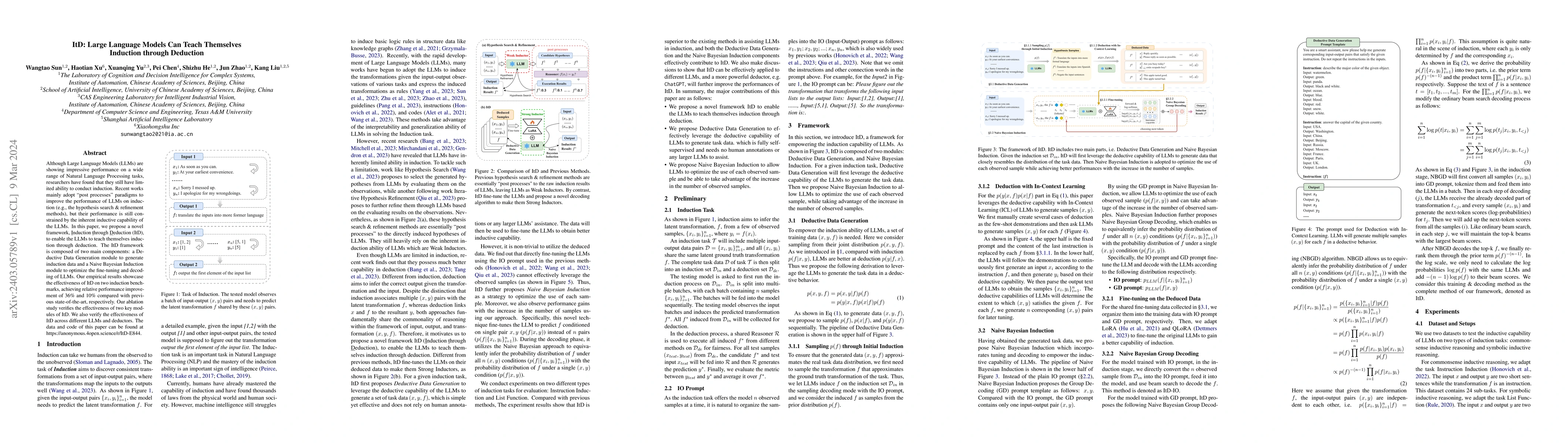 Thumbnail for ItD: Large Language Models Can Teach Themselves Induction through
  Deduction