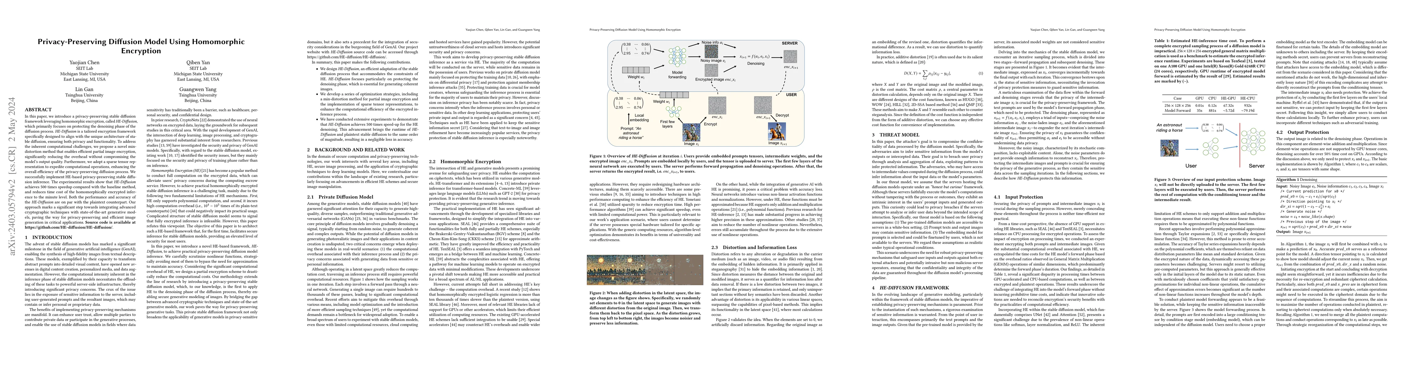 Thumbnail for Privacy-Preserving Diffusion Model Using Homomorphic Encryption