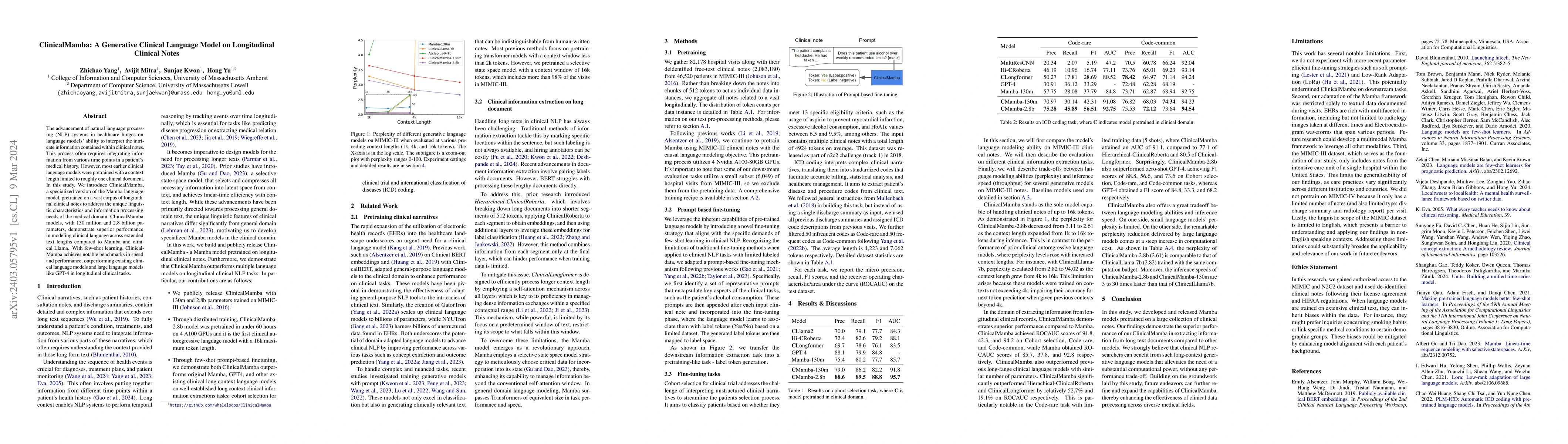 Thumbnail for ClinicalMamba: A Generative Clinical Language Model on Longitudinal
  Clinical Notes