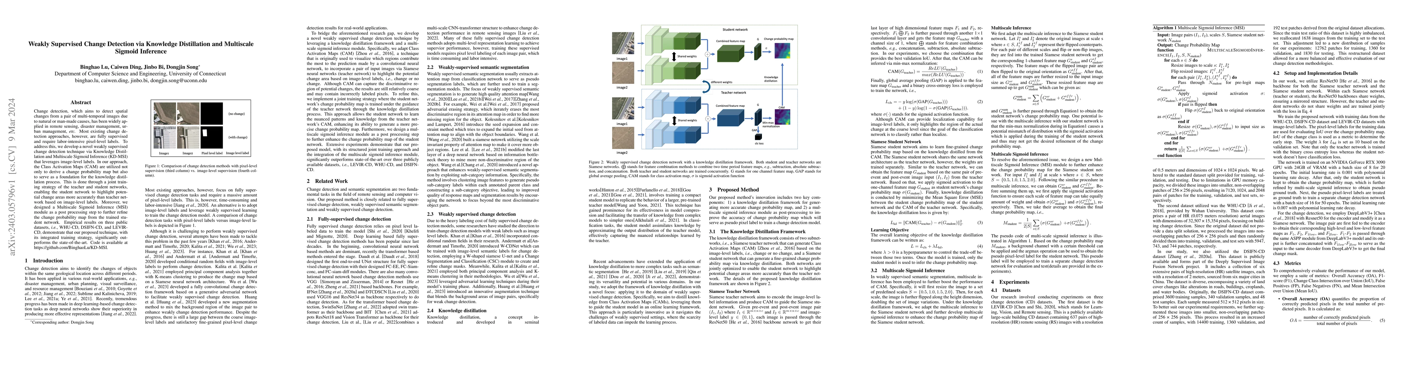 Thumbnail for Weakly Supervised Change Detection via Knowledge Distillation and
  Multiscale Sigmoid Inference