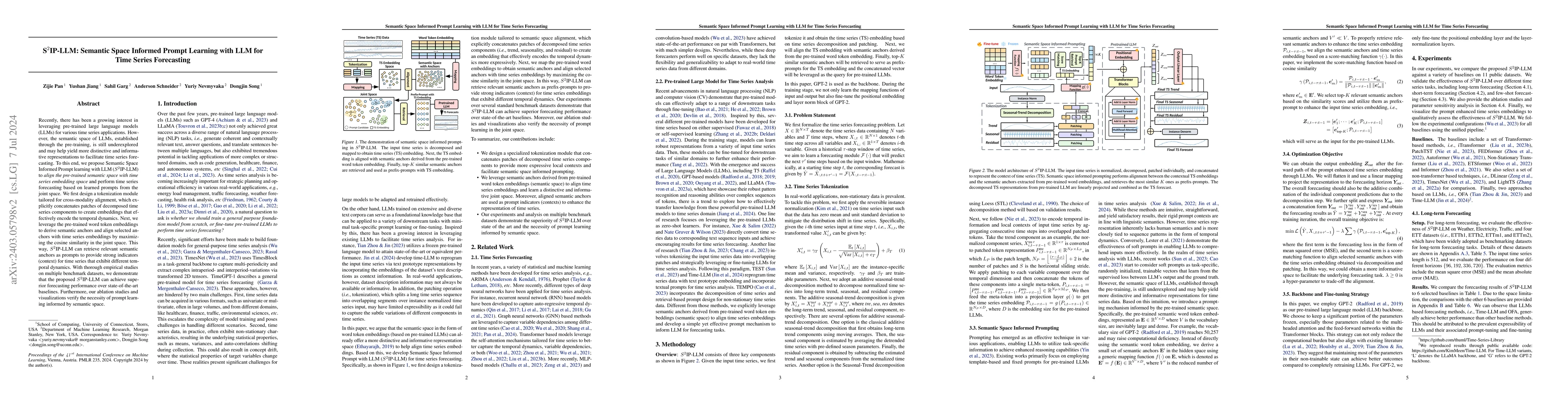 Thumbnail for $\textbf{S}^2$IP-LLM: Semantic Space Informed Prompt Learning with LLM
  for Time Series Forecasting