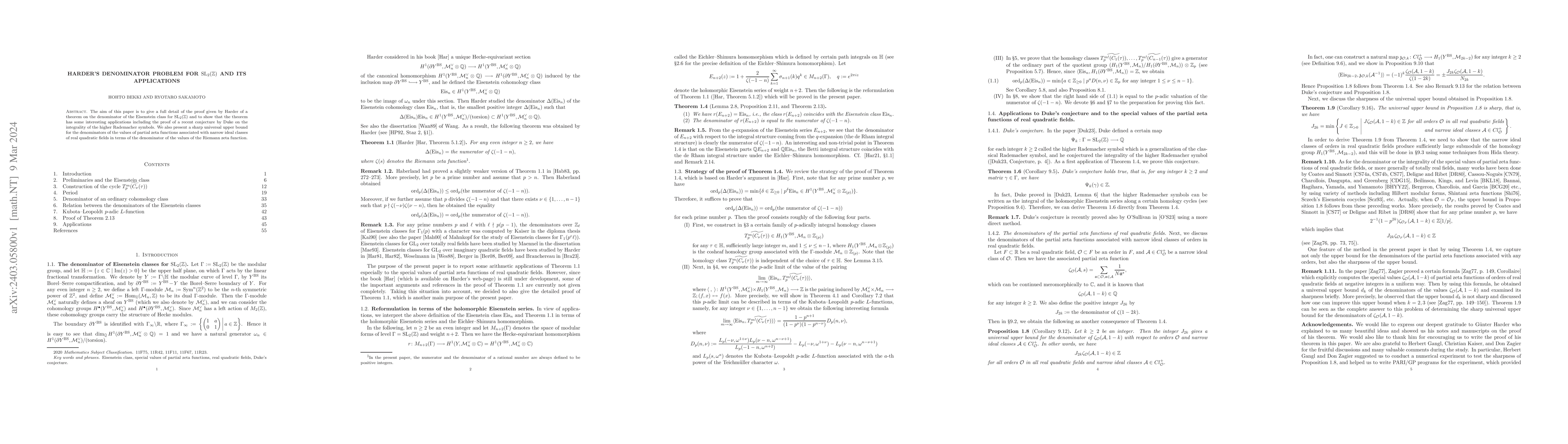Thumbnail for Harder's denominator problem for $\mathrm{SL}_2(\mathbb{Z})$ and its
  applications