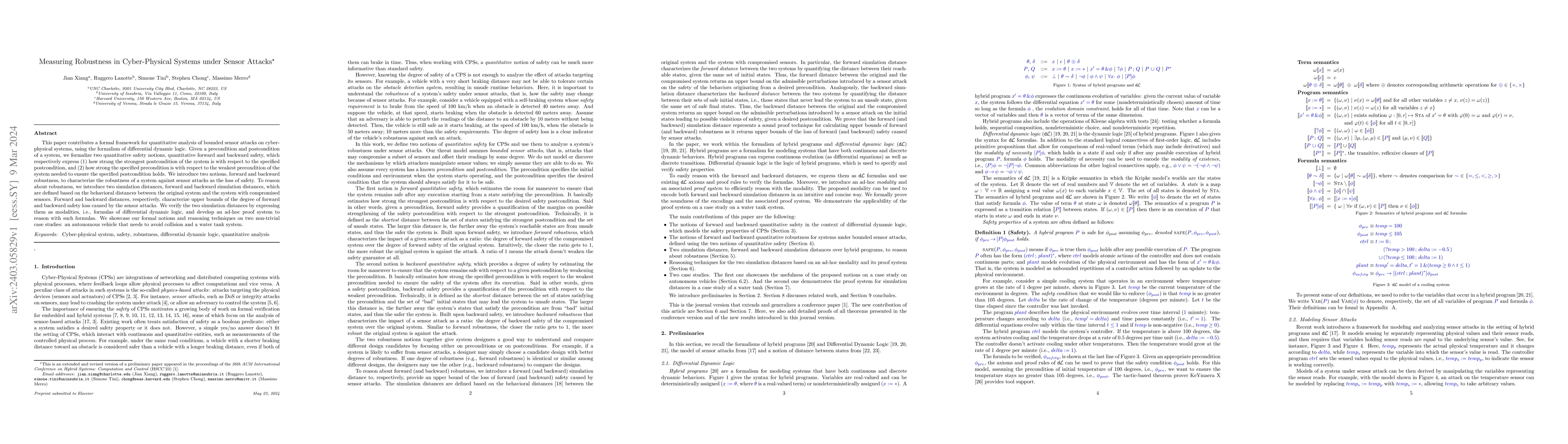 Thumbnail for Measuring Robustness in Cyber-Physical Systems under Sensor Attacks