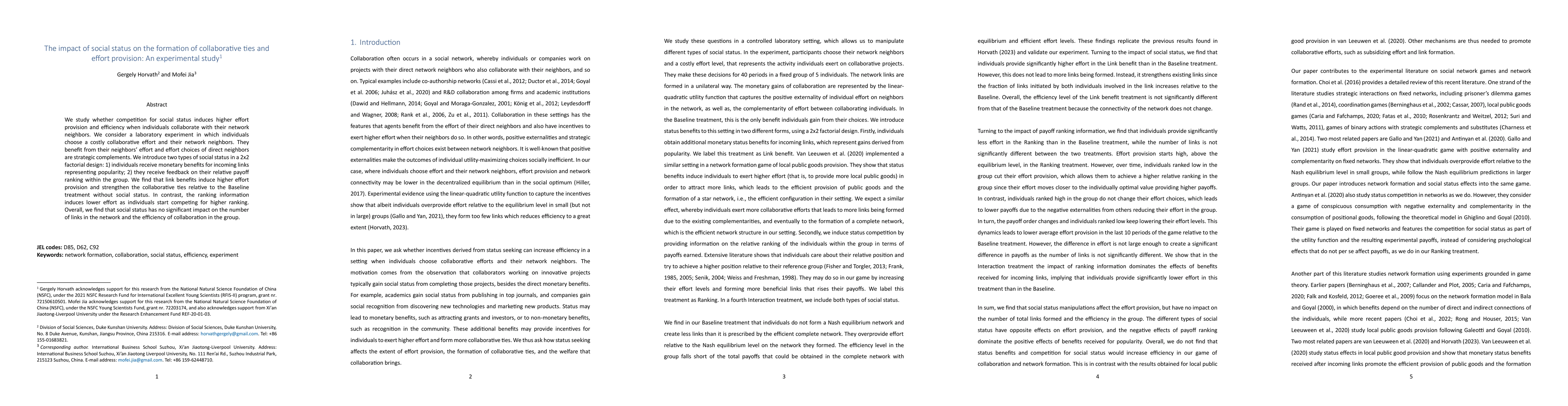 Thumbnail for The impact of social status on the formation of collaborative ties and
  effort provision: An experimental study