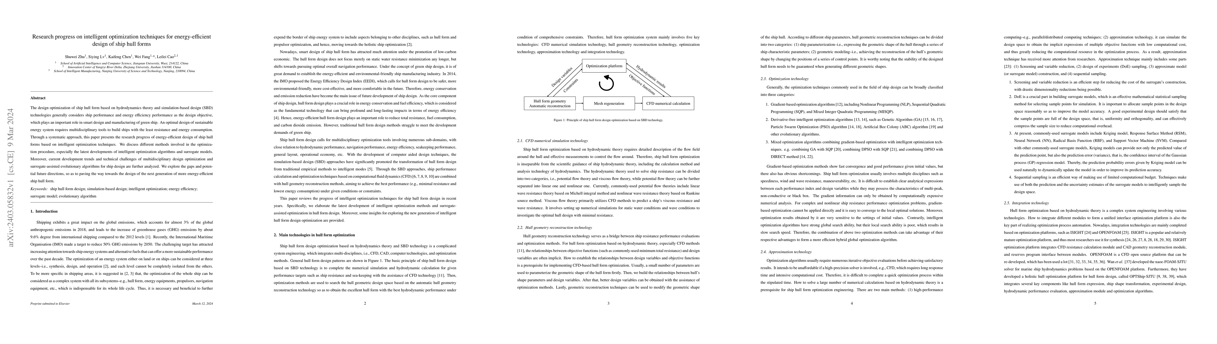 Thumbnail for Research progress on intelligent optimization techniques for
  energy-efficient design of ship hull forms