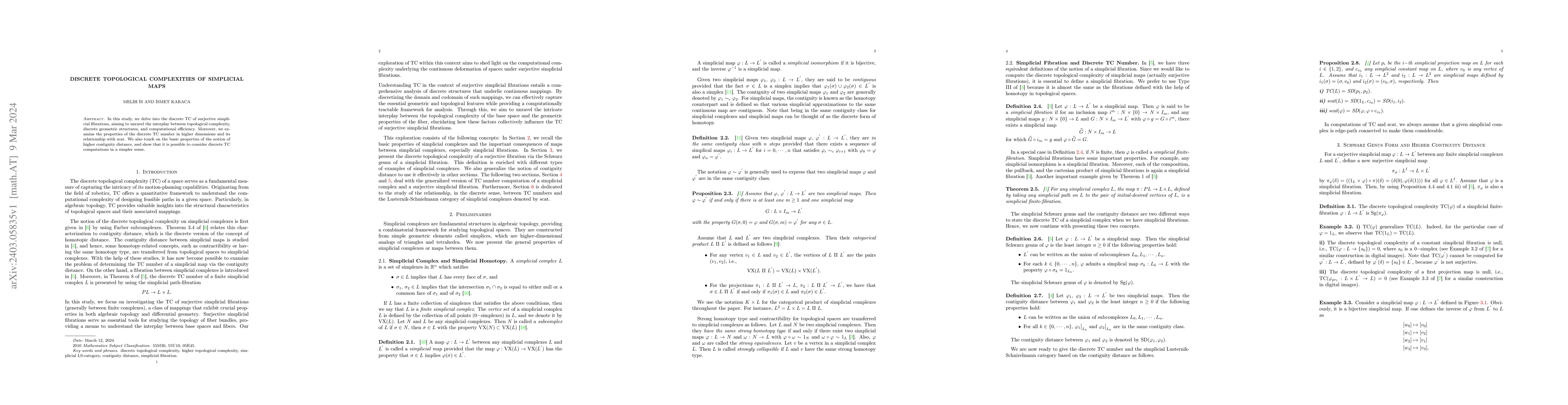 Thumbnail for Discrete Topological Complexities of Simplical Maps