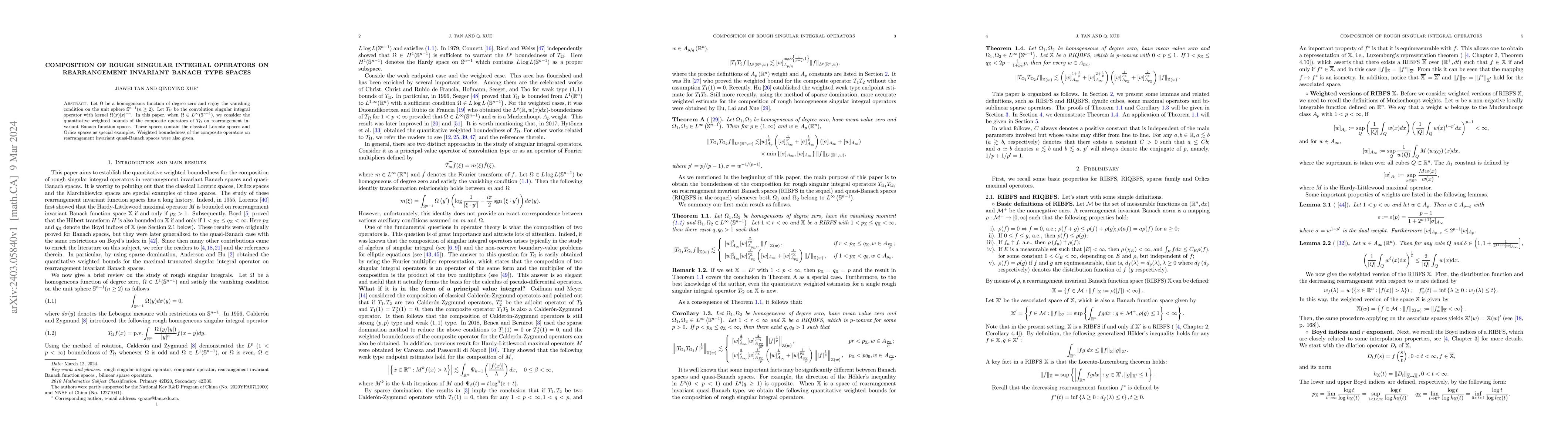 Thumbnail for Composition of rough singular integral operators on rearrangement
  invariant Banach type spaces