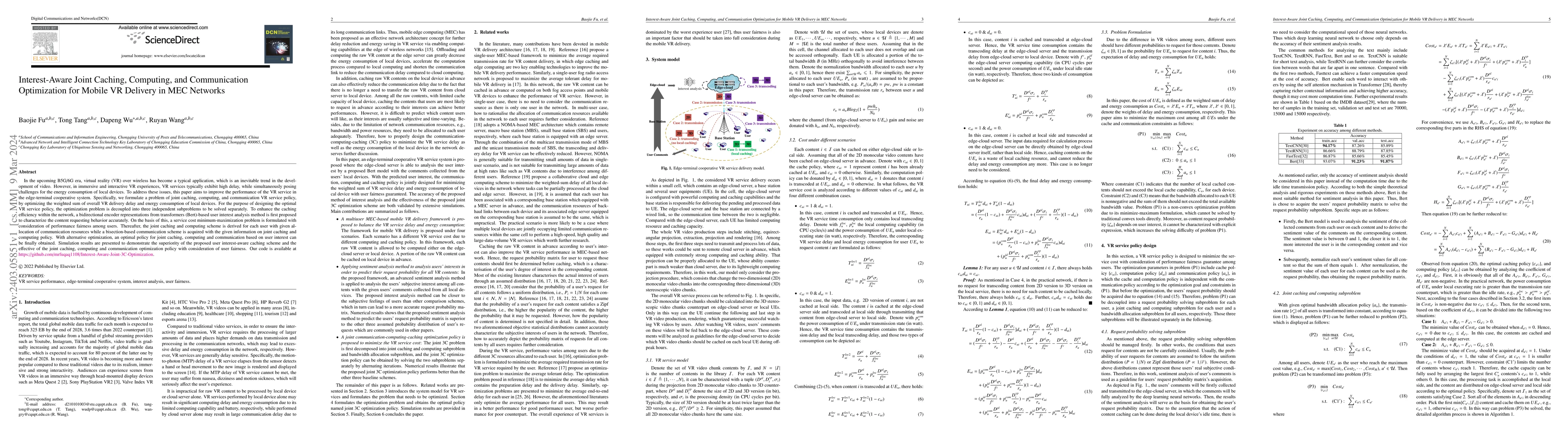 Thumbnail for Interest-Aware Joint Caching, Computing, and Communication Optimization
  for Mobile VR Delivery in MEC Networks