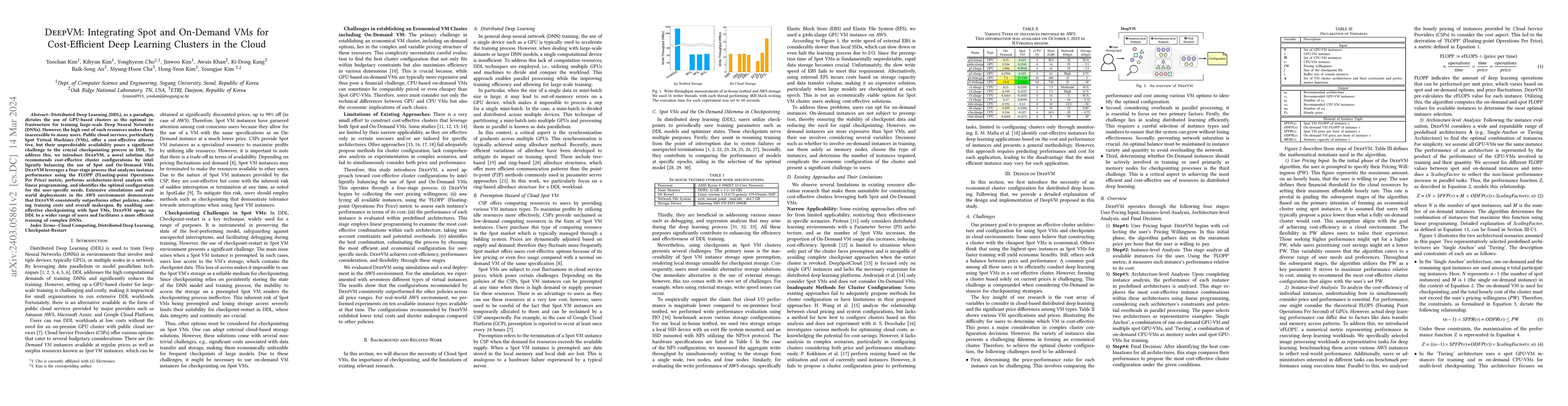Thumbnail for DeepVM: Integrating Spot and On-Demand VMs for Cost-Efficient Deep
  Learning Clusters in the Cloud