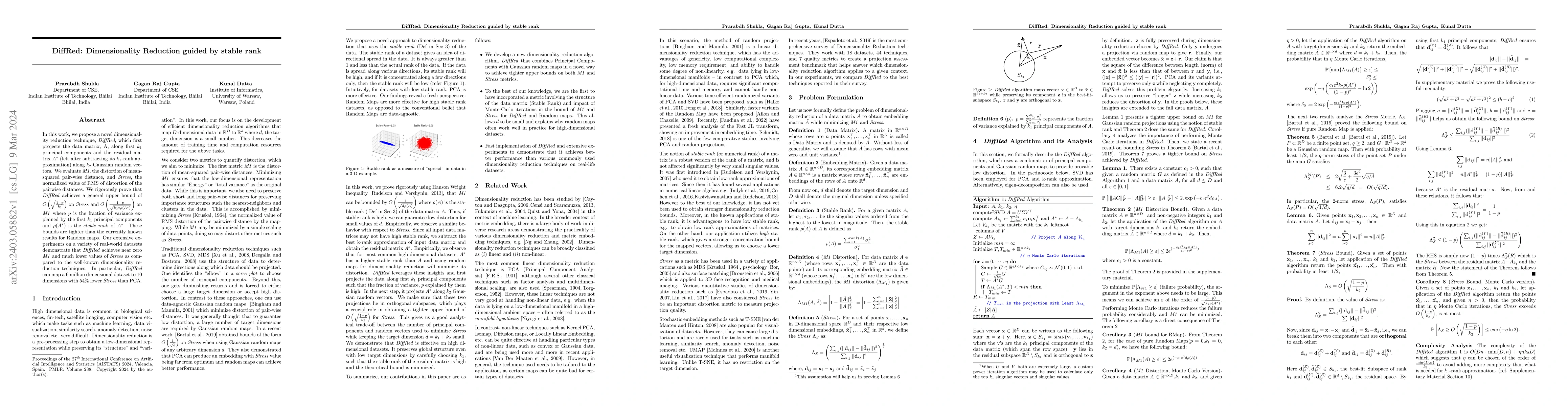 Thumbnail for DiffRed: Dimensionality Reduction guided by stable rank