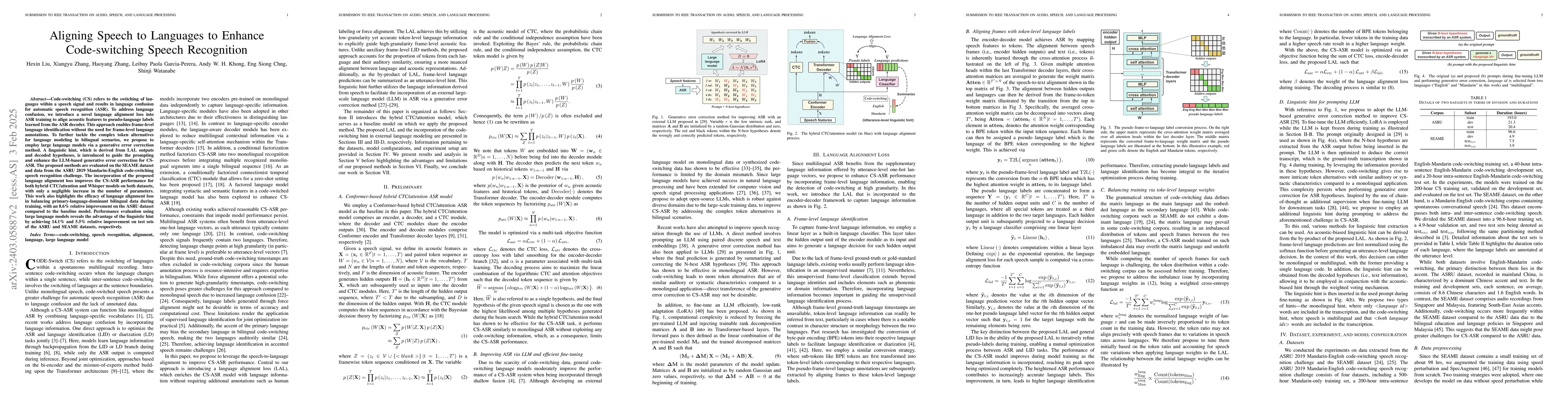 Thumbnail for Aligning Speech to Languages to Enhance Code-switching Speech
  Recognition