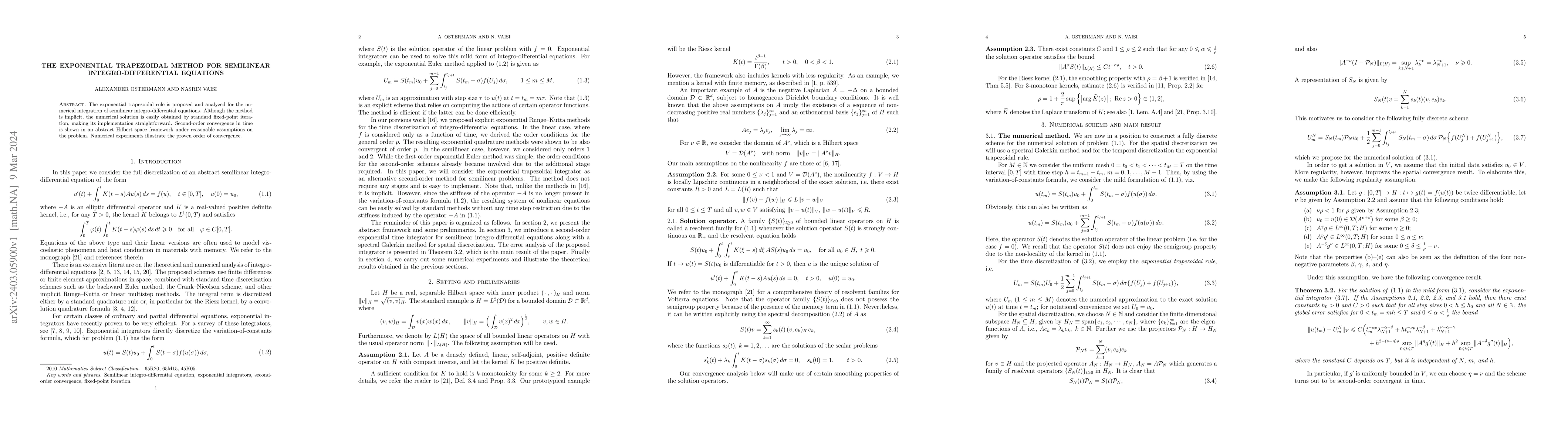 Thumbnail for The exponential trapezoidal method for semilinear integro-differential
  equations