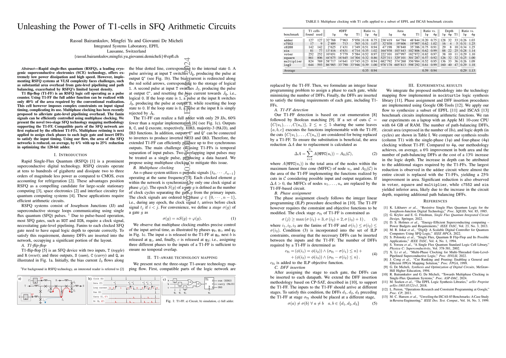 Thumbnail for Unleashing the Power of T1-cells in SFQ Arithmetic Circuits