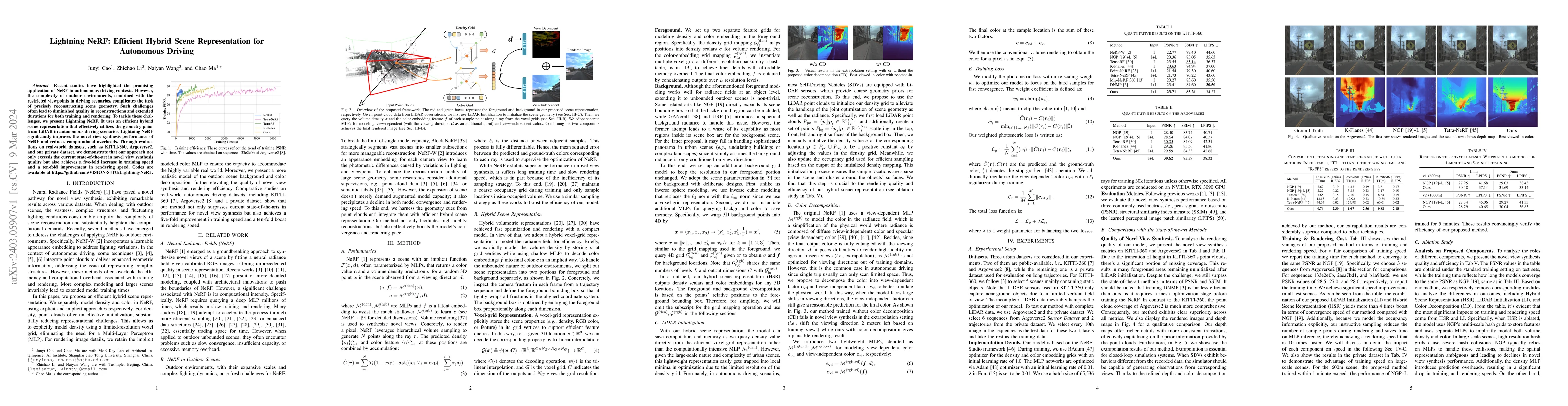 Thumbnail for Lightning NeRF: Efficient Hybrid Scene Representation for Autonomous
  Driving