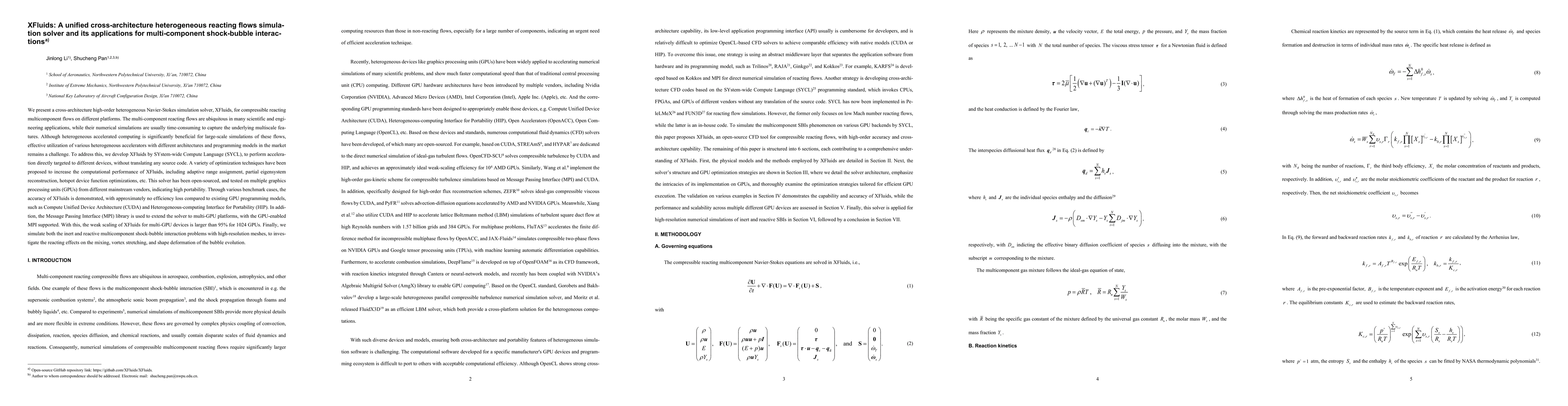 Thumbnail for XFLUIDS: A SYCL-based unified cross-architecture heterogeneous
  simulation solver for compressible reacting flows