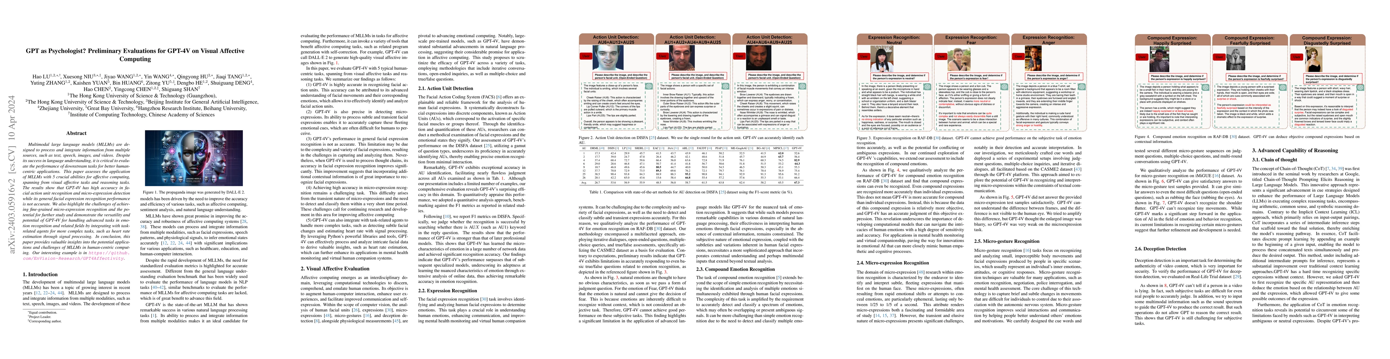 Thumbnail for GPT as Psychologist? Preliminary Evaluations for GPT-4V on Visual
  Affective Computing