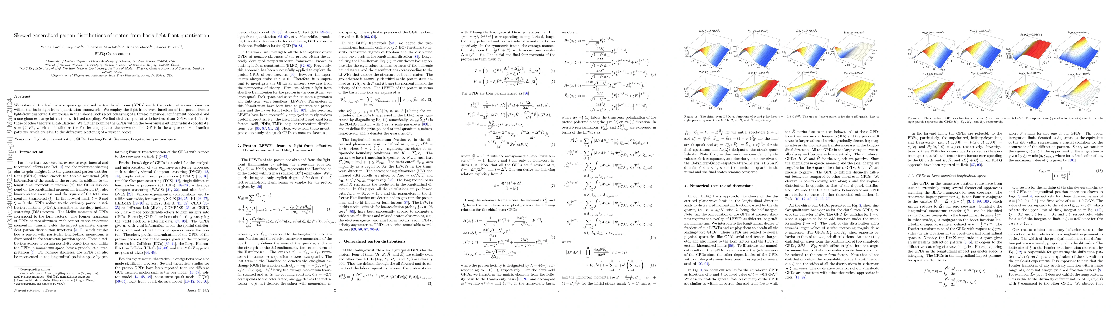 Thumbnail for Skewed generalized parton distributions of proton from basis light-front
  quantization