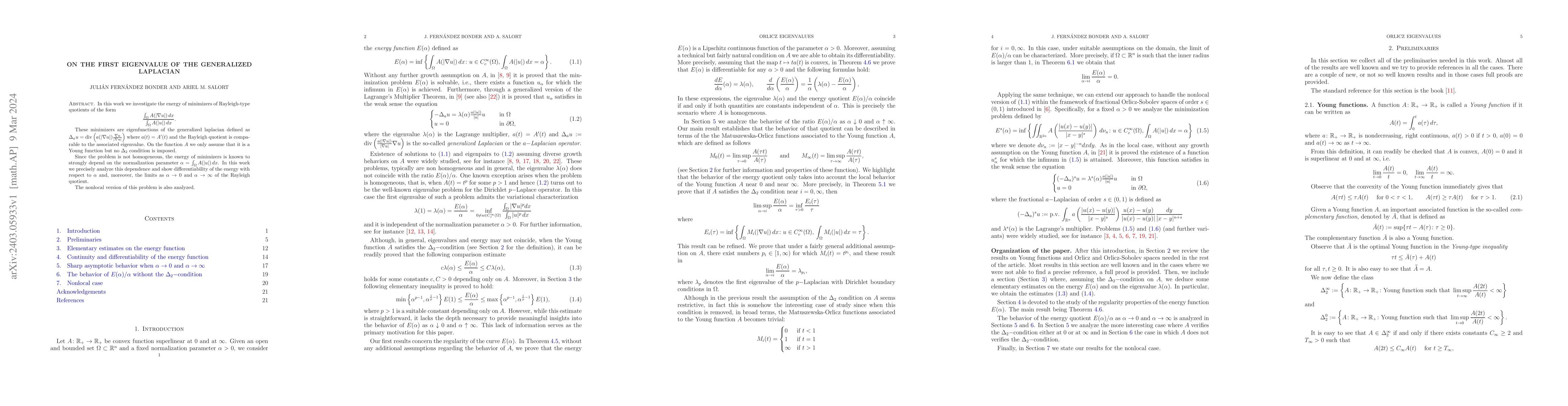 Thumbnail for On the first eigenvalue of the generalized laplacian