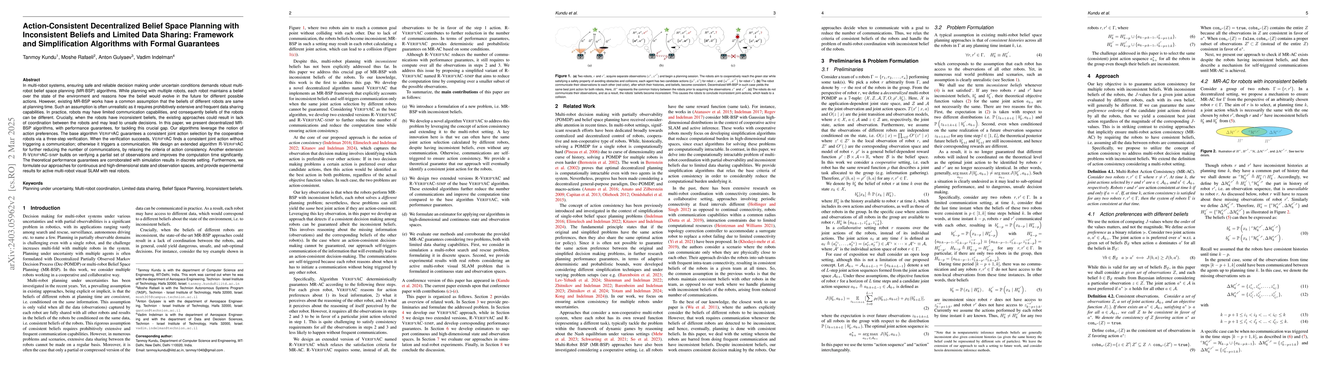 Thumbnail for Multi-Robot Communication-Aware Cooperative Belief Space Planning with
  Inconsistent Beliefs: An Action-Consistent Approach
