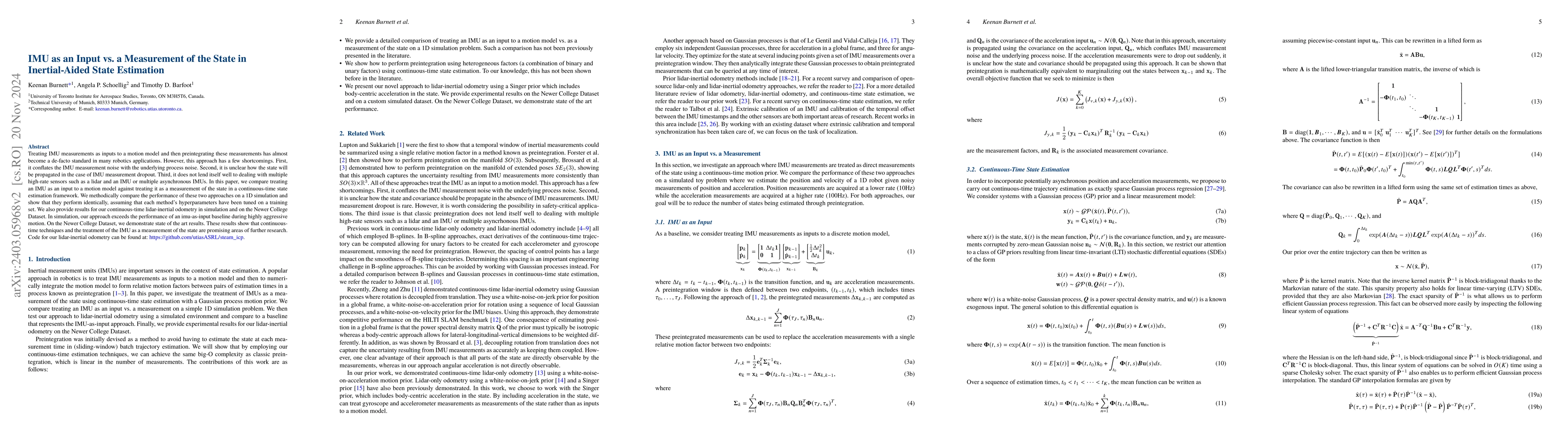 Thumbnail for IMU as an Input vs. a Measurement of the State in Inertial-Aided State
  Estimation