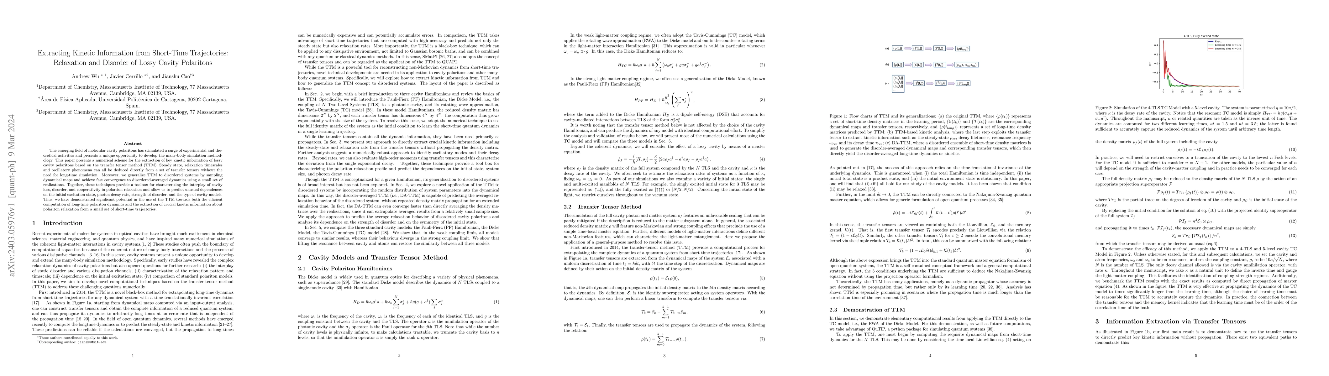 Thumbnail for Extracting Kinetic Information from Short-Time Trajectories: Relaxation
  and Disorder of Lossy Cavity Polaritons