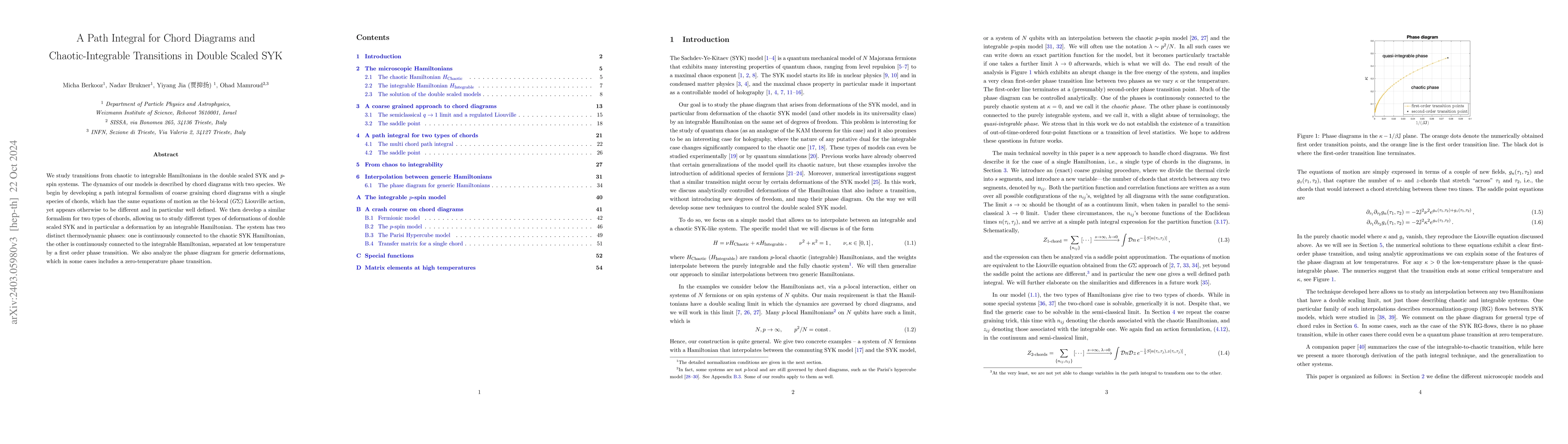 Thumbnail for A Path Integral for Chord Diagrams and Chaotic-Integrable Transitions in
  Double Scaled SYK