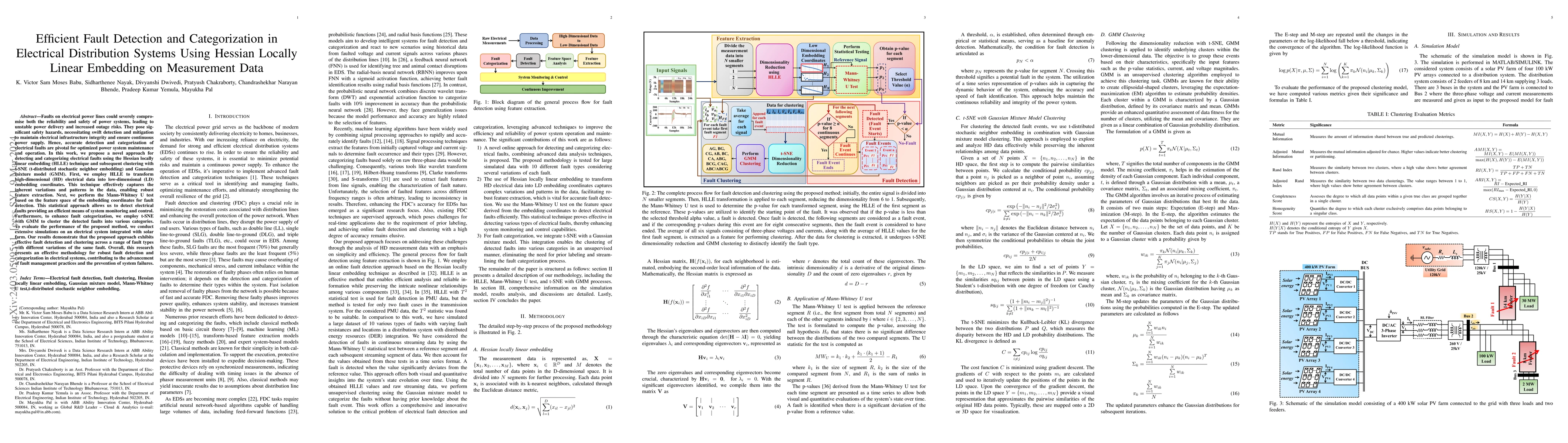 Thumbnail for Efficient Fault Detection and Categorization in Electrical Distribution
  Systems Using Hessian Locally Linear Embedding on Measurement Data