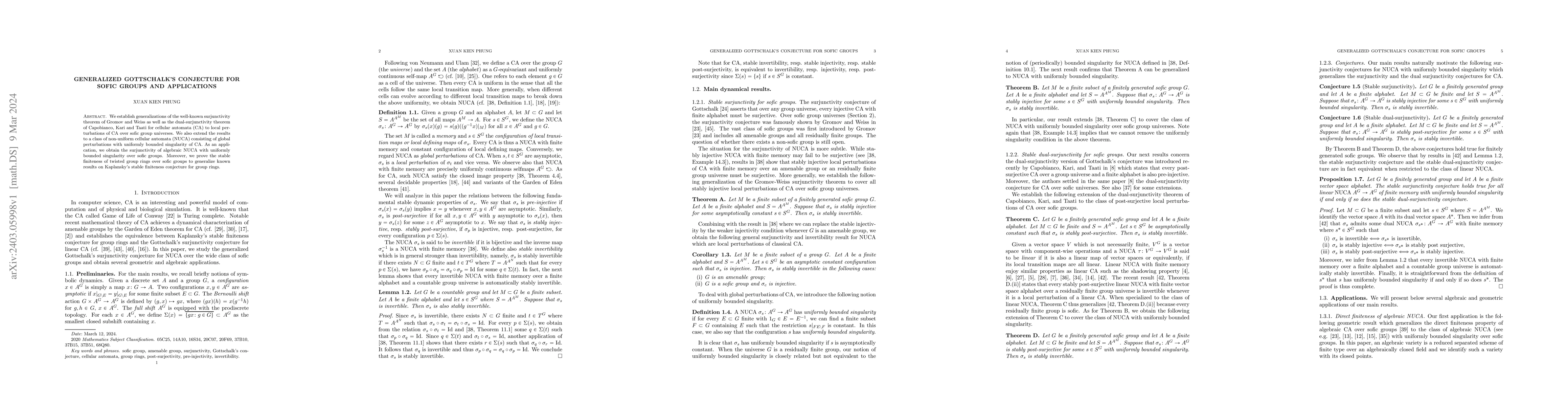 Thumbnail for Generalized Gottschalk's conjecture for sofic groups and applications