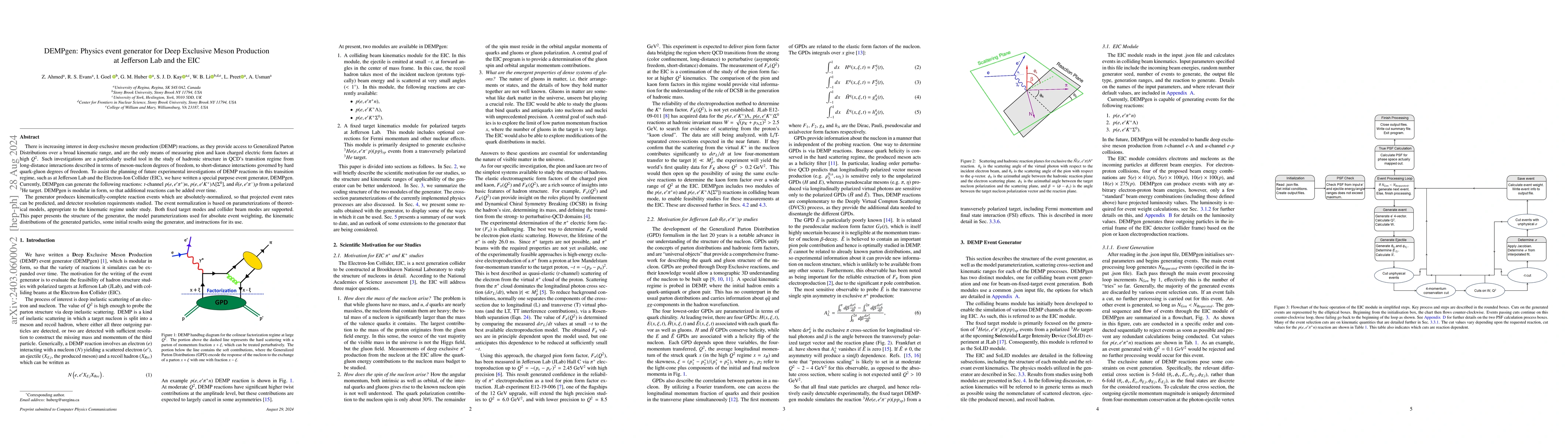Thumbnail for DEMPgen: Physics event generator for Deep Exclusive Meson Production at
  Jefferson Lab and the EIC