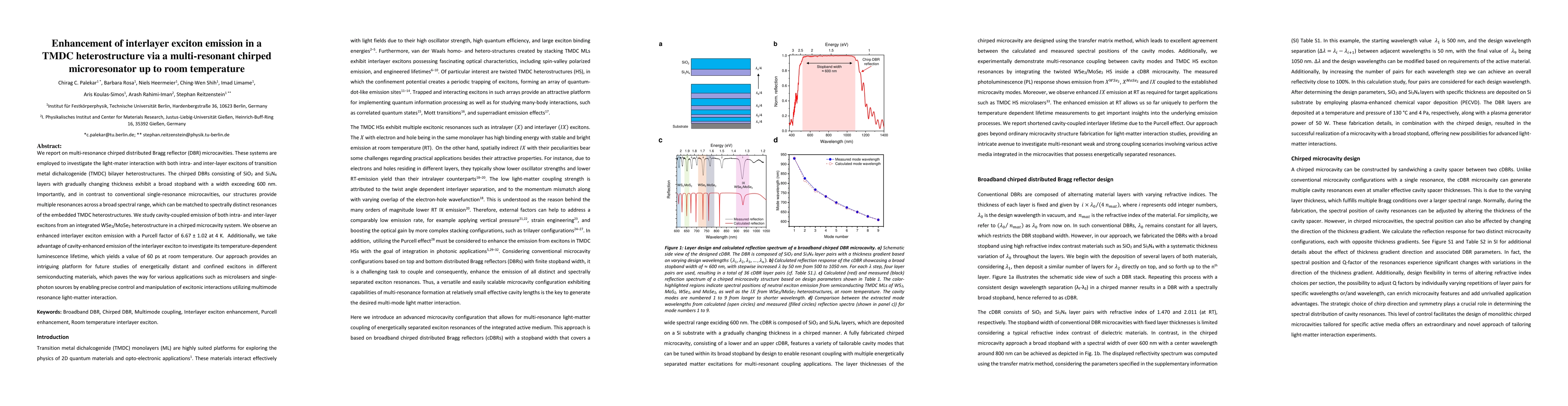 Thumbnail for Enhancement of interlayer exciton emission in a TMDC heterostructure via
  a multi-resonant chirped microresonator up to room temperature