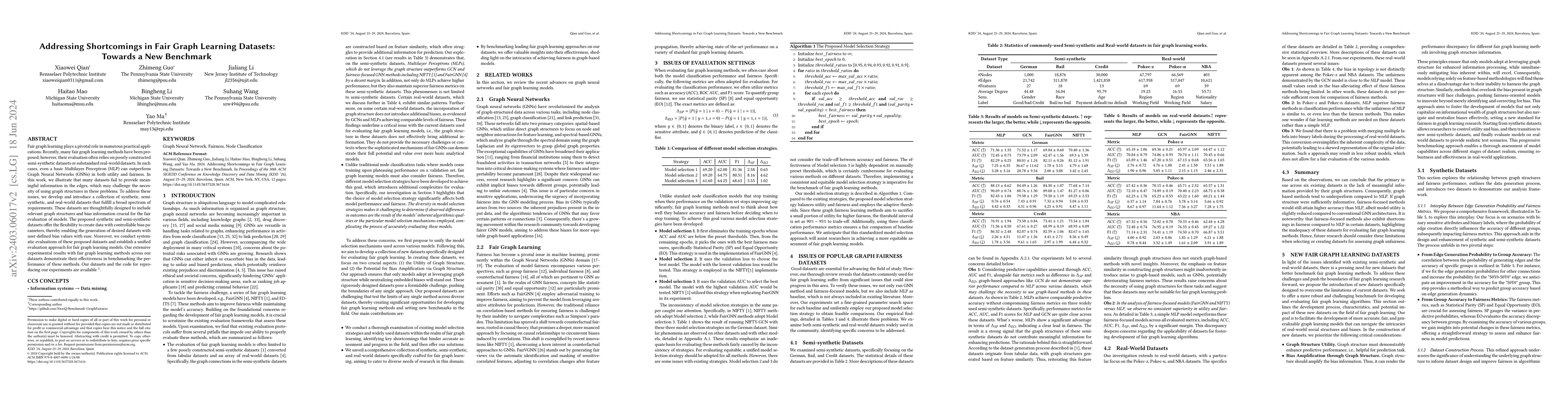 Thumbnail for Addressing Shortcomings in Fair Graph Learning Datasets: Towards a New
  Benchmark