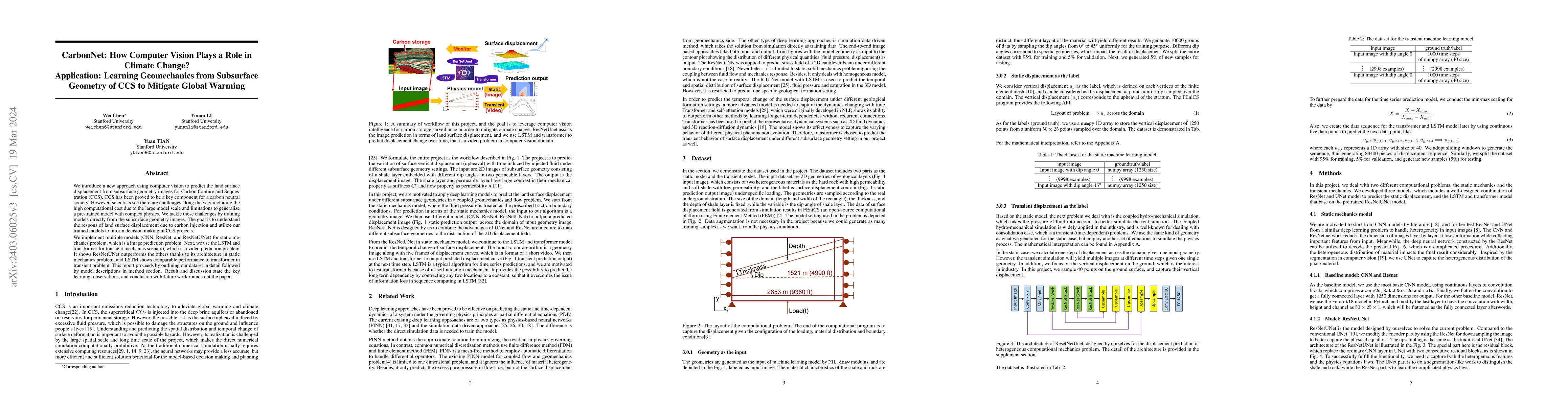 Thumbnail for CarbonNet: How Computer Vision Plays a Role in Climate Change?
  Application: Learning Geomechanics from Subsurface Geometry of CCS to
  Mitigate Global Warming