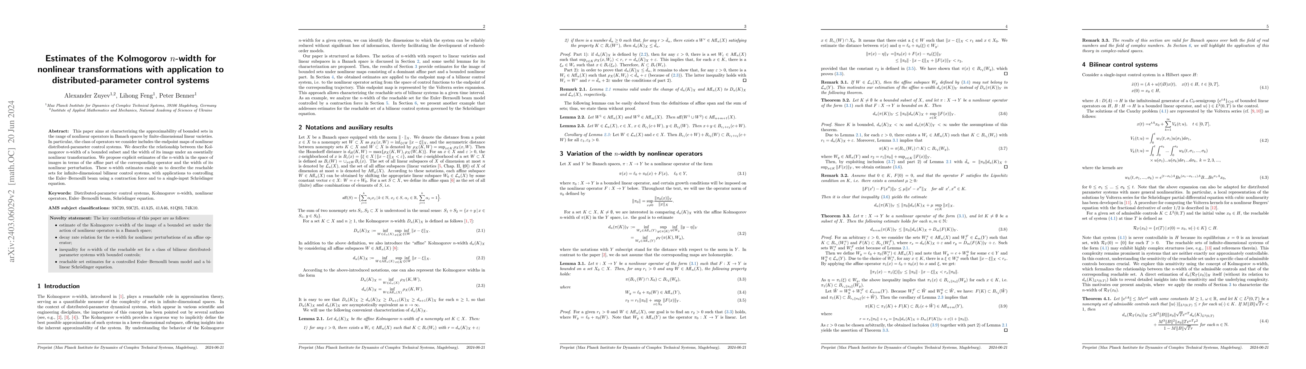 Thumbnail for Estimates of the Kolmogorov n-width for nonlinear transformations with
  application to distributed-parameter control systems