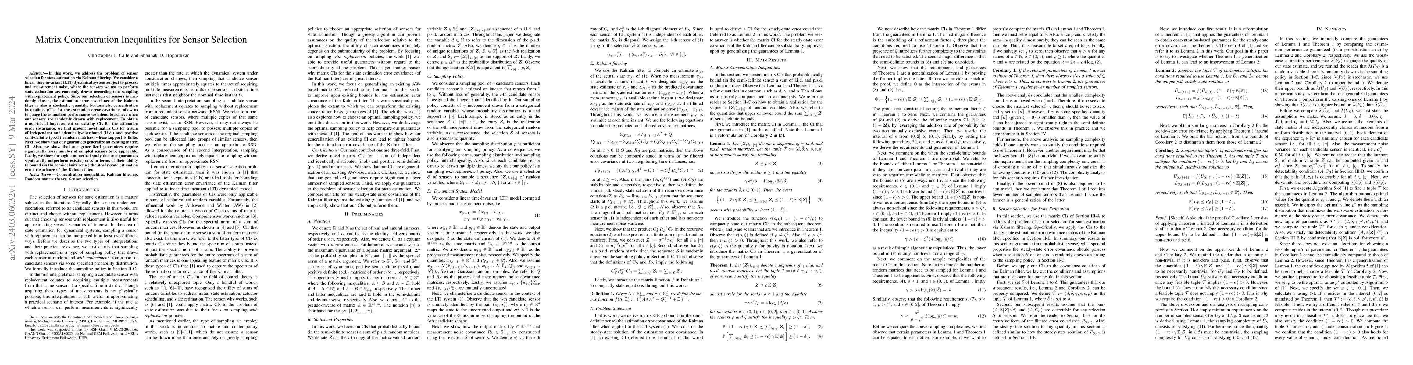 Thumbnail for Matrix Concentration Inequalities for Sensor Selection