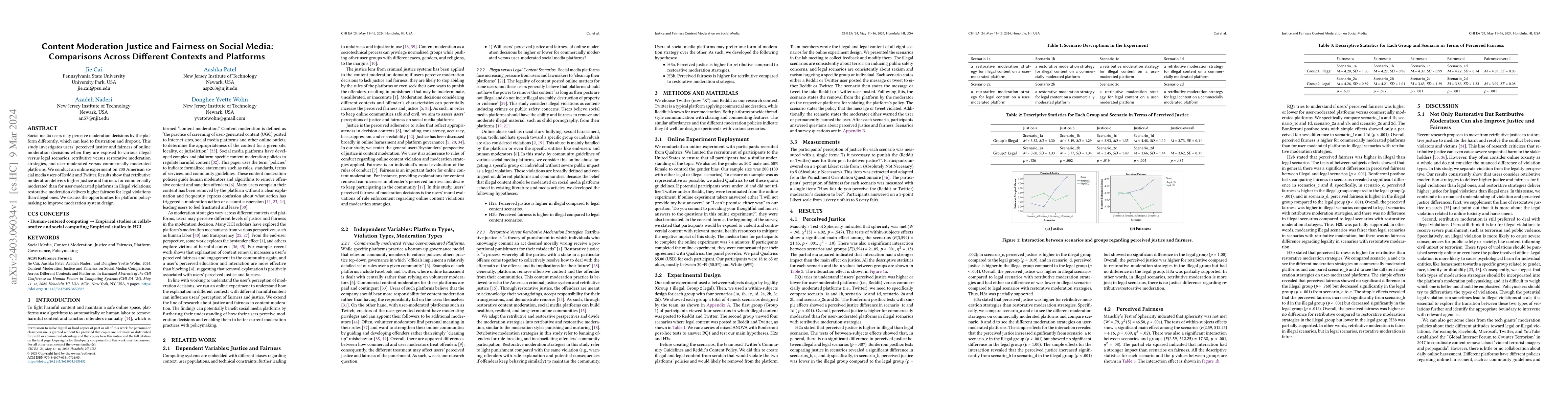 Thumbnail for Content Moderation Justice and Fairness on Social Media: Comparisons
  Across Different Contexts and Platforms