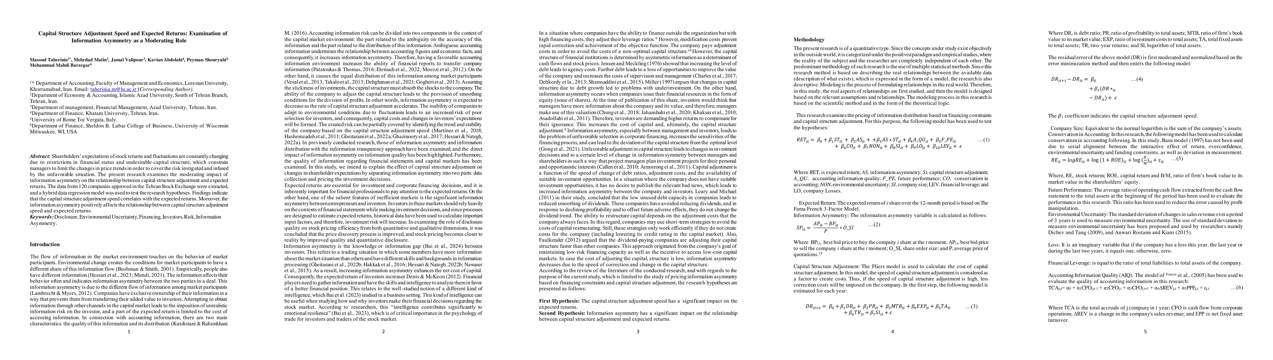 Thumbnail for Capital Structure Adjustment Speed and Expected Returns: Examination of
  Information Asymmetry as a Moderating Role