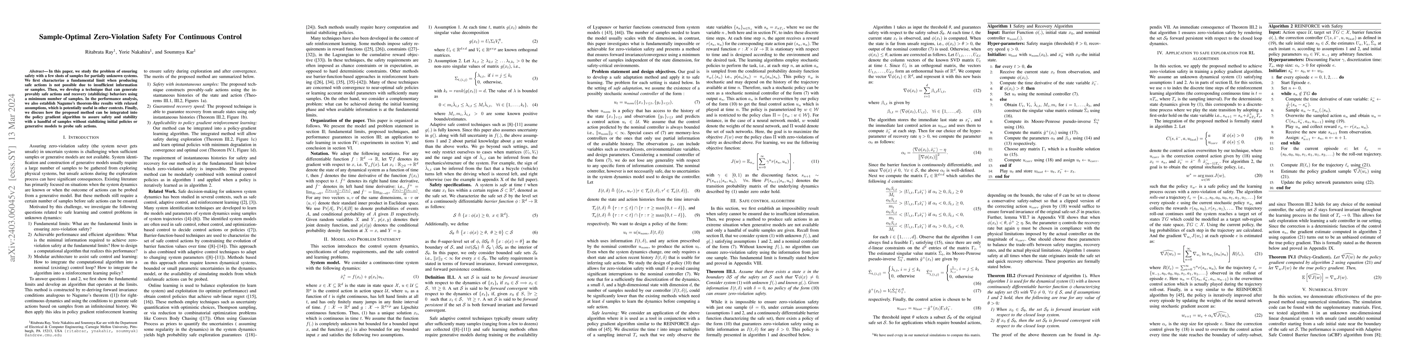 Thumbnail for Sample-Optimal Zero-Violation Safety For Continuous Control