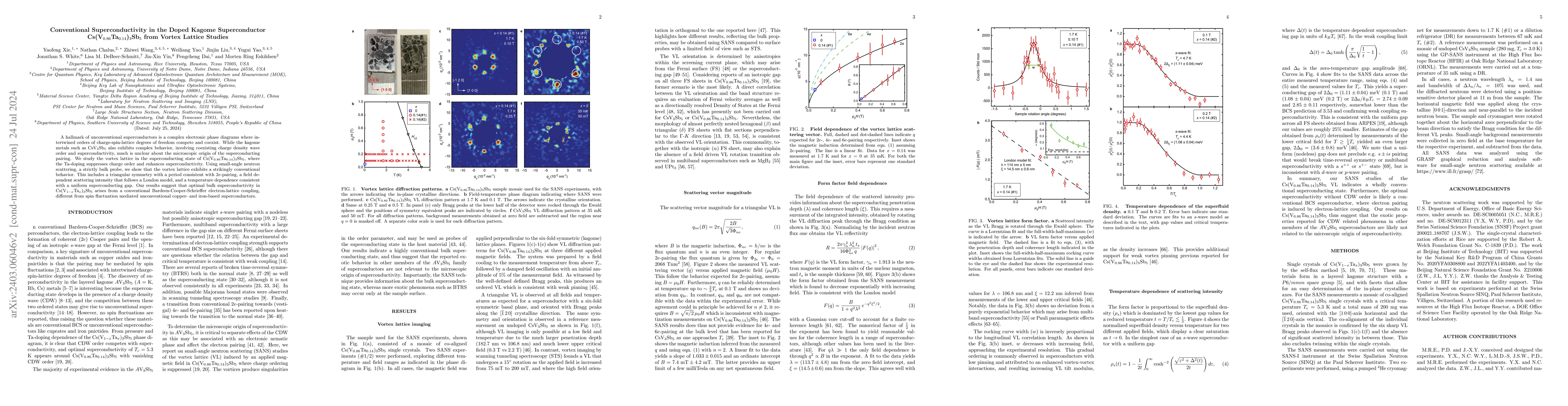 Thumbnail for Conventional Superconductivity in the Doped Kagome Superconductor
  Cs(V0.86Ta0.14)3Sb5 from Vortex Lattice Studies