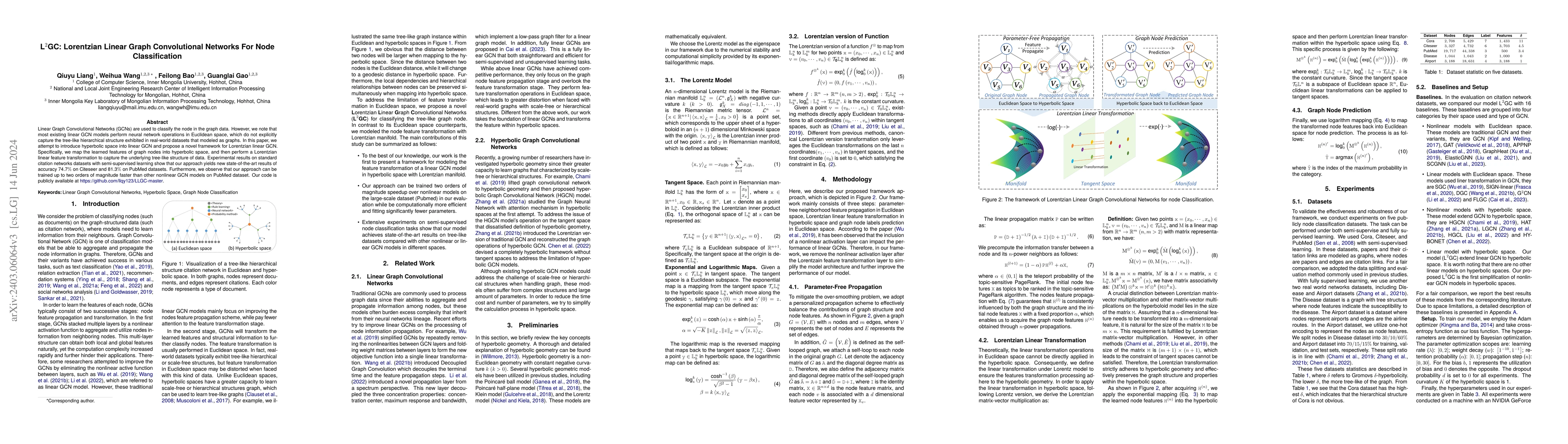 Thumbnail for L^2GC:Lorentzian Linear Graph Convolutional Networks for Node
  Classification