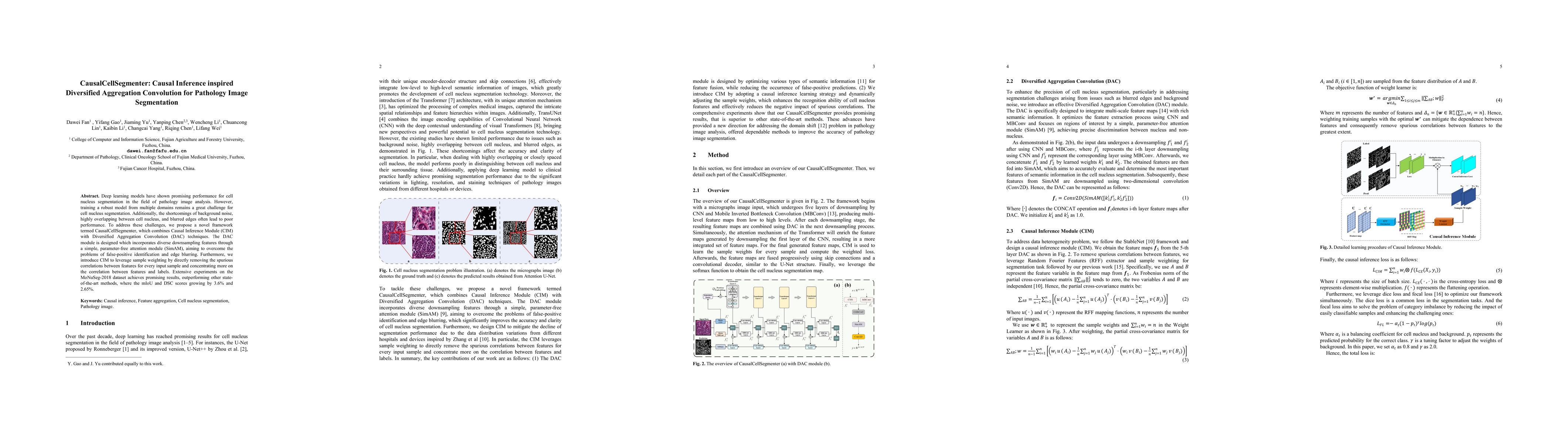 Thumbnail for CausalCellSegmenter: Causal Inference inspired Diversified Aggregation
  Convolution for Pathology Image Segmentation